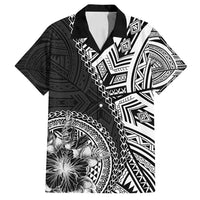 Hibiscus With Black Austronesian Tattoo Pattern Family Matching Long Sleeve Bodycon Dress and Hawaiian Shirt LT05 Dad's Shirt - Short Sleeve Black - Polynesian Pride