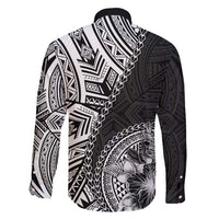 Hibiscus With Black Austronesian Tattoo Pattern Family Matching Short Sleeve Bodycon Dress and Hawaiian Shirt LT05 - Polynesian Pride