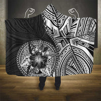 Hibiscus With Black Austronesian Tattoo Pattern Hooded Blanket LT05 - Polynesian Pride