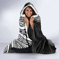 Hibiscus With Black Austronesian Tattoo Pattern Hooded Blanket LT05 - Polynesian Pride