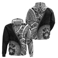 Hibiscus With Black Austronesian Tattoo Pattern Hoodie - Polynesian Pride