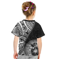 Hibiscus With Black Austronesian Tattoo Pattern Kid T Shirt LT05 - Polynesian Pride