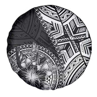Hibiscus With Black Austronesian Tattoo Pattern Spare Tire Cover LT05 - Polynesian Pride