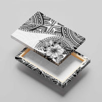 Hibiscus With White Austronesian Tattoo Pattern Canvas Wall Art - Polynesian Pride