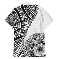 Hibiscus With White Austronesian Tattoo Pattern Family Matching Off Shoulder Maxi Dress and Hawaiian Shirt - Polynesian Pride