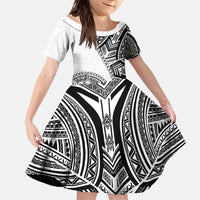 Hibiscus With White Austronesian Tattoo Pattern Family Matching Summer Maxi Dress and Hawaiian Shirt - Polynesian Pride