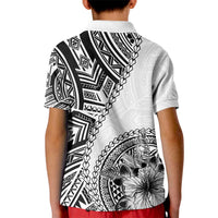 Hibiscus With White Austronesian Tattoo Pattern Kid Polo Shirt LT05 - Polynesian Pride
