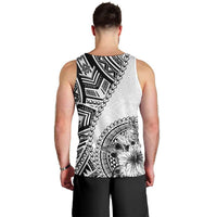 Hibiscus With White Austronesian Tattoo Pattern Men Tank Top - Polynesian Pride