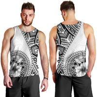 Hibiscus With White Austronesian Tattoo Pattern Men Tank Top - Polynesian Pride