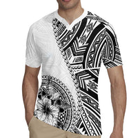 Hibiscus With White Austronesian Tattoo Pattern Rugby Jersey - Polynesian Pride