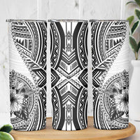 Hibiscus With White Austronesian Tattoo Pattern Skinny Tumbler LT05 - Polynesian Pride