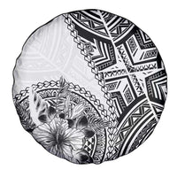 Hibiscus With White Austronesian Tattoo Pattern Spare Tire Cover - Polynesian Pride
