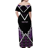Personalised Aotearoa Moriori Family Matching Off Shoulder Maxi Dress and Hawaiian Shirt Maori Pattern New Zealand - Polynesian Pride