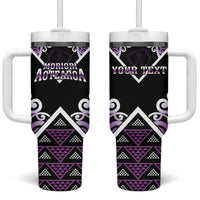 Personalised Aotearoa Moriori Tumbler With Handle Maori Pattern New Zealand LT05 One Size: 40 oz Purple - Polynesian Pride