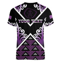 Personalised Aotearoa Moriori Women V-Neck T-Shirt Maori Pattern New Zealand LT05 - Polynesian Pride