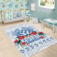 Happy Kosrae Liberation Day Area Rug Polynesian Shark Turtle Motif