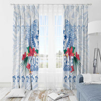 Happy Kosrae Liberation Day Window Curtain Polynesian Shark Turtle Motif