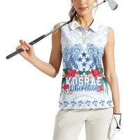 Happy Kosrae Liberation Day Women Sleeveless Polo Shirt Polynesian Shark Turtle Motif LT05 - Polynesian Pride
