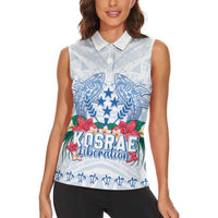 Happy Kosrae Liberation Day Women Sleeveless Polo Shirt Polynesian Shark Turtle Motif LT05 - Polynesian Pride