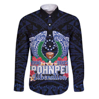 Happy Pohnpei Liberation Day Family Matching Long Sleeve Bodycon Dress and Hawaiian Shirt Polynesian Shark Turtle Motif