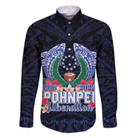 Happy Pohnpei Liberation Day Family Matching Off Shoulder Short Dress and Hawaiian Shirt Polynesian Shark Turtle Motif