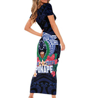Happy Pohnpei Liberation Day Family Matching Short Sleeve Bodycon Dress and Hawaiian Shirt Polynesian Shark Turtle Motif LT05 - Polynesian Pride