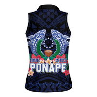 Happy Pohnpei Liberation Day Women Sleeveless Polo Shirt Polynesian Shark Turtle Motif LT05 - Polynesian Pride