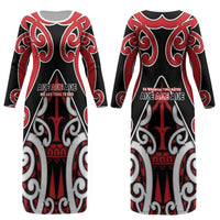 New Zealand Maori Language Week Couples Matching Long Sleeve Bodycon Dress and Long Sleeve Button Shirt Mo Ake Tonu Te Reo