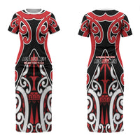 New Zealand Maori Language Week Couples Matching Short Sleeve Bodycon Dress and Long Sleeve Button Shirt Mo Ake Tonu Te Reo