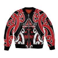 New Zealand Maori Language Week Sleeve Zip Bomber Jacket Mo Ake Tonu Te Reo