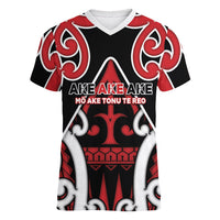 New Zealand Maori Language Week Women V-Neck T-Shirt Mo Ake Tonu Te Reo