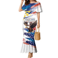 Filipino American History Month Family Matching Mermaid Dress and Hawaiian Shirt Bald Eagle Tarsier Together LT05 Mom's Dress White - Polynesian Pride