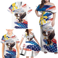 Filipino American History Month Family Matching Off Shoulder Maxi Dress and Hawaiian Shirt Bald Eagle Tarsier Together LT05 - Polynesian Pride