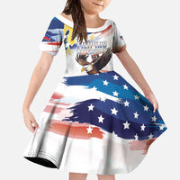 Filipino American History Month Family Matching Summer Maxi Dress and Hawaiian Shirt Bald Eagle Tarsier Together LT05 Daughter's Dress White - Polynesian Pride