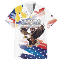 Filipino American History Month Family Matching Tank Maxi Dress and Hawaiian Shirt Bald Eagle Tarsier Together LT05 Dad's Shirt - Short Sleeve White - Polynesian Pride