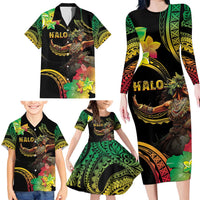 Halo Vanuatu Family Matching Long Sleeve Bodycon Dress and Hawaiian Shirt Beautiful Woman Dancing LT05 - Polynesian Pride