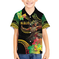 Halo Vanuatu Family Matching Short Sleeve Bodycon Dress and Hawaiian Shirt Beautiful Woman Dancing LT05 Son's Shirt Black - Polynesian Pride