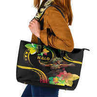 Halo Vanuatu Leather Tote Bag Beautiful Woman Dancing LT05 Black - Polynesian Pride