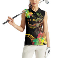 Halo Vanuatu Women Sleeveless Polo Shirt Beautiful Woman Dancing LT05 - Polynesian Pride