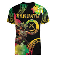Halo Vanuatu Women V-Neck T-Shirt Beautiful Woman Dancing LT05 - Polynesian Pride