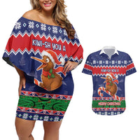 New Zealand Christmas Couples Matching Off Shoulder Short Dress and Hawaiian Shirt Kiwi-sh You A Merry Christmas - Polynesian Pride