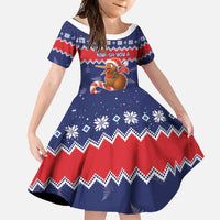 New Zealand Christmas Family Matching Off Shoulder Maxi Dress and Hawaiian Shirt Kiwi-sh You A Merry Christmas LT05 Daughter's Dress Blue - Polynesian Pride