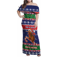 New Zealand Christmas Family Matching Off Shoulder Maxi Dress and Hawaiian Shirt Kiwi-sh You A Merry Christmas LT05 Mom's Dress Blue - Polynesian Pride