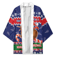 New Zealand Christmas Kimono Kiwi-sh You A Merry Christmas LT05 Unisex Blue - Polynesian Pride