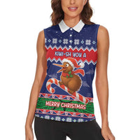 New Zealand Christmas Women Sleeveless Polo Shirt Kiwi-sh You A Merry Christmas - Polynesian Pride