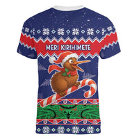 New Zealand Christmas Women V-Neck T-Shirt Kiwi-sh You A Merry Christmas - Polynesian Pride