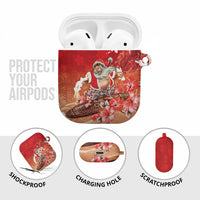 Hawaii Funny Christmas AirPods Case Santa Surfing With Tapa Pattern - Polynesian Pride