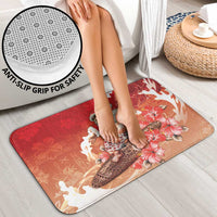 Hawaii Funny Christmas Bathroom Set Santa Surfing With Tapa Pattern - Polynesian Pride