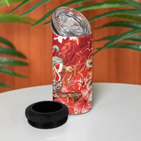 Hawaii Funny Christmas 4 in 1 Can Cooler Tumbler Santa Surfing With Tapa Pattern - Polynesian Pride