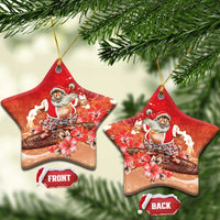 Hawaii Funny Christmas Ceramic Ornament Santa Surfing With Tapa Pattern - Polynesian Pride